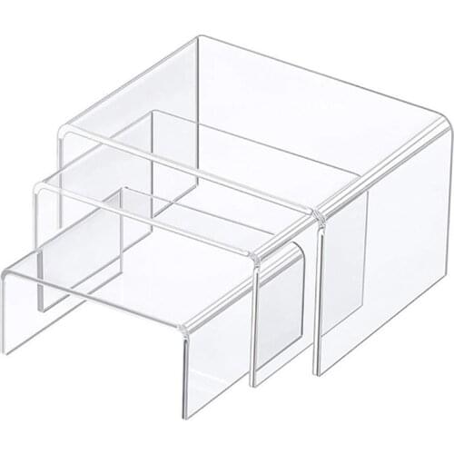​Acrylic Display Risers 3 Size Steps Acrylic Display Stand Anti-Corrosion Clear Showcase Display Shelf for Figure Buffet