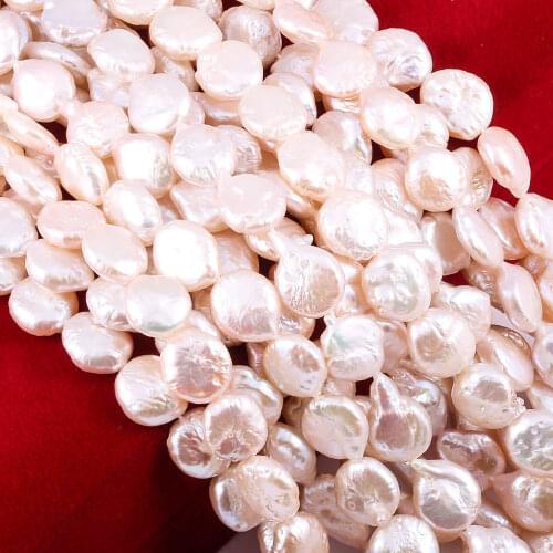 Natural Freshwater Pearls Beads Button Punch Loose Beads for Jewelry Making DIY Women Necklace Bracelet 13x14mm