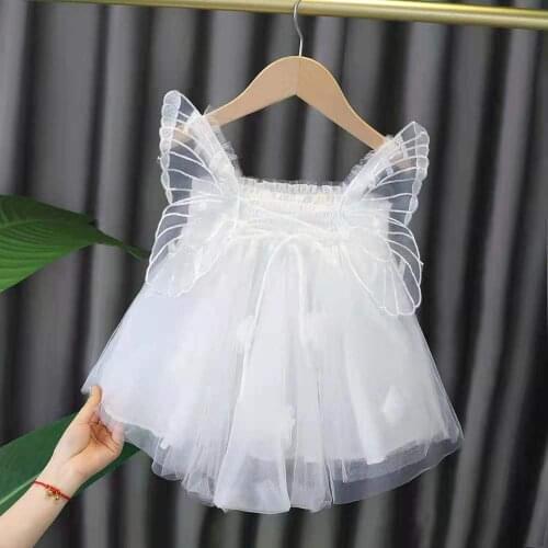 2021 new Summer Child Baby Girls Sweet Bow Dress Flying Sleeve Fashion Flower Princess Party Dress Kids
