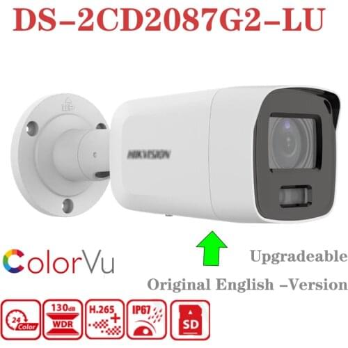 DS-2CD2087G2-LU 4 K ColorVu Fixed Bullet Network Camera Built-in Mic H.265+ IP67 POE