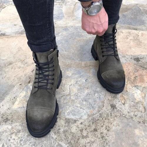 IBAY κεφάλι ταχυδρομικών ανδρών Gree γνήσια suede δέρμα casual μπότες