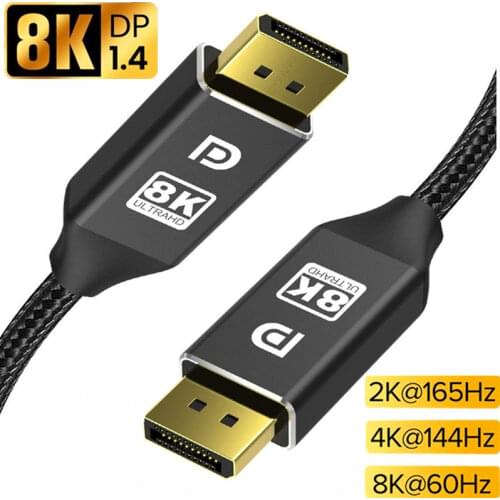 DP Cable DisplayPort 8K Cable 4K 144Hz 165Hz Display Port Adapter For Video PC Laptop HD TV DP Display Port 1.4 Cable