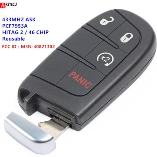 Keyecu Smart Remote Key 3+1 Button 433MHz ID46 Chip Fob for Dodge Challenger Journey 2014 2015 2016 2017 2018 FCC: M3N-40821302
