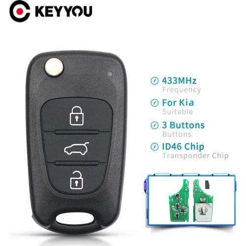 KEYYOU For KIA K2 K5 Rio Sportage Sorento Forte Key 3 Buttons Flip Folding Smart Car Key Fob Remote Control 433Mhz ID46 Chip