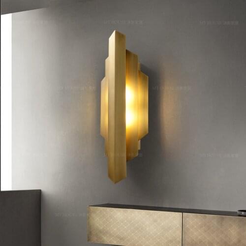 Postmodern copper wall lamp Light luxury living room background wall bedroom bedside wall lamp stair aisle