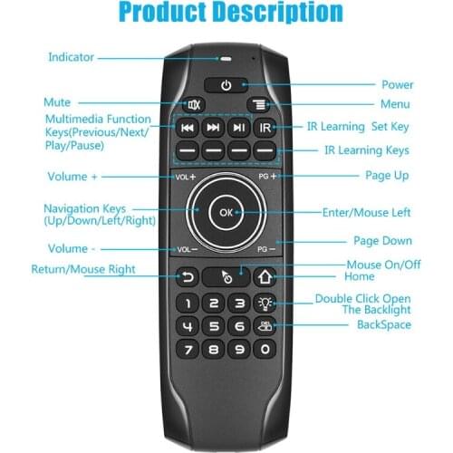 Air Mouse Rechargeable Mini Wireless Keyboard and Air Remote Control Touchpad with RGB Backlit for -Android TV Box LX0B