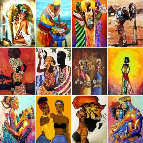 AZQSD DIY Oil Painting By Number African American Woman Acrylic Modern Wall Art Picture By Number Figure Kits Handpainted Gifts