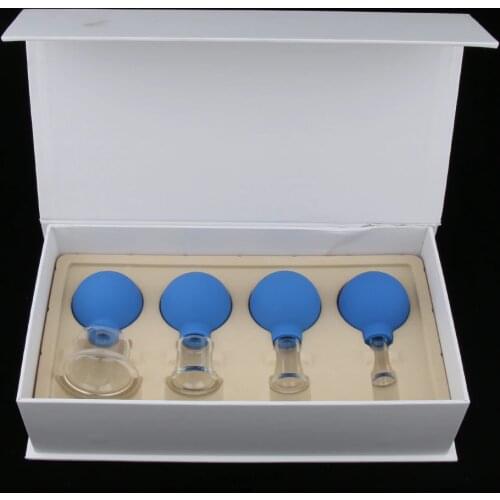 4x Glass Silicone Massage Vacuum Cupping Cups Set Kit for Body Face Leg Arm Back Shoulder