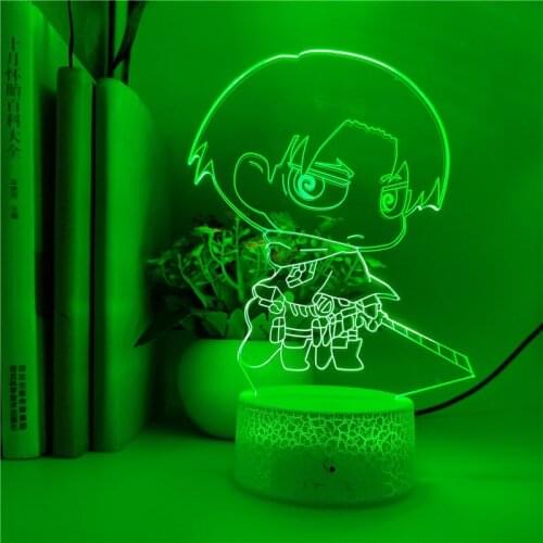 Anime 3D Desk Lamp LED Night Light Attack on Titan Eren Jaeger Nightlight Color Changing Kid Birthday Gift Party Decor Dropship