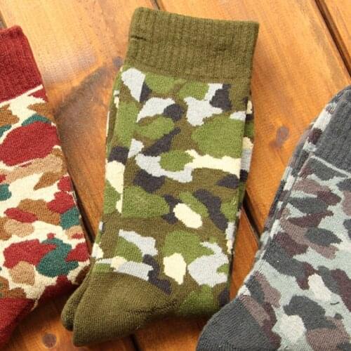 5 Pairs Men Socks Autumn winter socks Warm Personalized Socks Military Wind Camouflage Men Socks Cotton Plush Trendy Men Sock