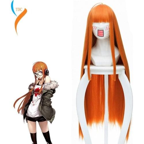 Anime Persona 5 Futaba Sakura Wig Cosplay Costume Women Long Synthetic Hair Halloween Party Role Play Wigs+Wig Cap