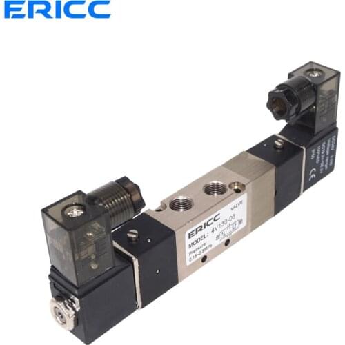 4V130C-06 Air Solenoid Valves 3 Position 5 Port 1/8" Pneumatic Control Valve DC12V DC24V AC110V AC220V