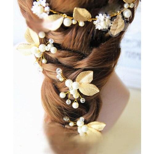 Baroque Gold Crown Headband Girls Leaf Tiara Earring Wedding Hair Accessories Bridal Headpiece Head Decoration Jewelry Set