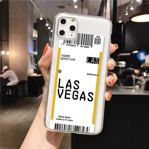 Customize City Name Impact Baggage Tag Travel Passport Clear Phone Case Cover for iPhone 12 11 Pro Max XS XR Max 8Plus 7Plus 7 8