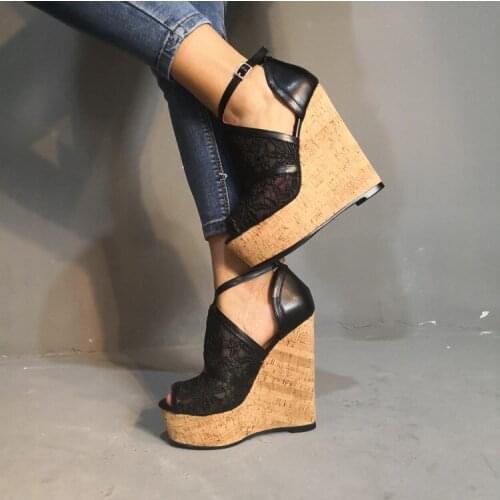 Gladiator Wood Platform Mesh leather Sandals Sexy Thin High Heels Sandals Nice Open Toe Gorgeous Sexy Party Dress Shoes Women