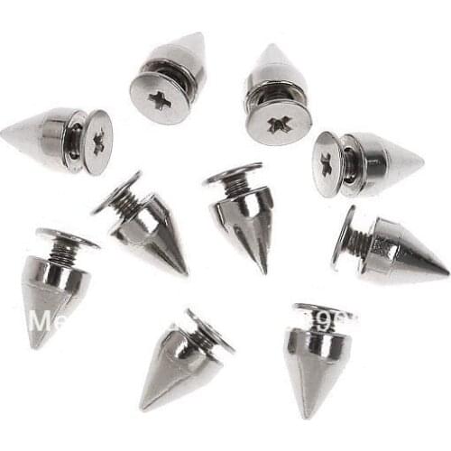 Silver Toned Metal Rivet Spikes in 7 x 9 mm (100 Pcs)