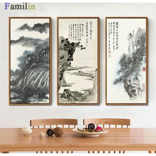 Zhang Daqian Ancient Chinese Ink Brush Painting Print Canvas ink Lotus wall Picture For Living Room Study home decor No Frame