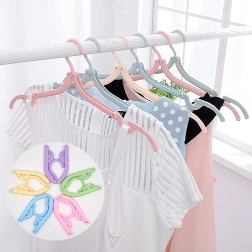 Folding Clothes Hanger Plastic Material Hanging Clothes and Hats Portable Travel Household Items