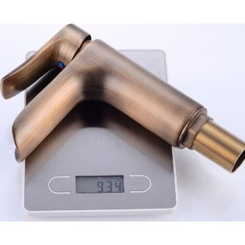 Vidric Bathroom Waterfall Basin Sink Faucet Hot and Cold Water Mixer Crane Antique Bronze Faucets Deck Mounted Single Handle ELF