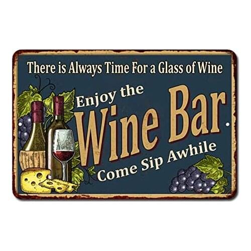 Wine Bar Sign Decor Home Signs Decorations Vino CellarArt Tin Rustic Vintage Retro Kitchen Merlot Cabernet 20x30