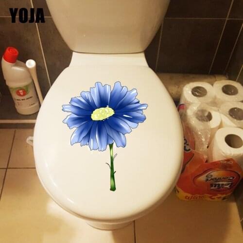 YOJA 16.6*21.2CM Blue Daisy Cartoon Wall Stickers For Kids Rooms Fashion Toilet Seat Stickers T1-0511