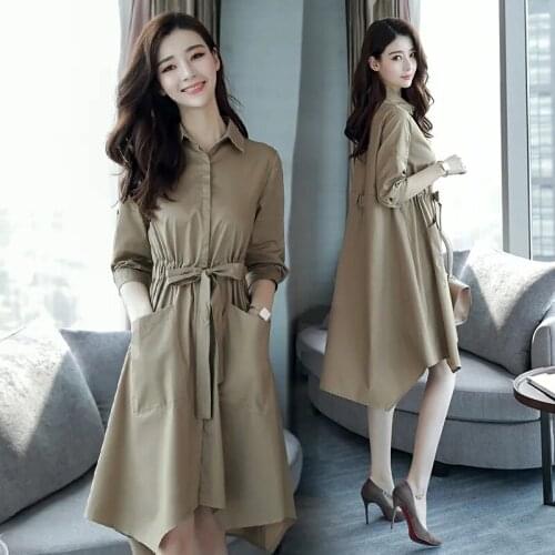 Women Summer Windbreaker Mid-length Jacket 2021Female New Plus Size Dress Korean Version Was Thin Spring Autumn Thin Goat A124