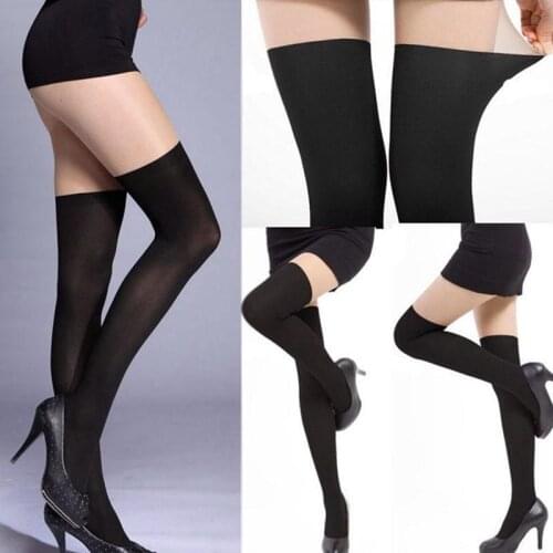 Women Patchwork Tights Color Stitching Black Stocking