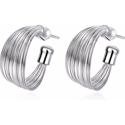 The new selling standard 925 sterling silver jewelry for women creative multilayer opening line semicircle silver earrings