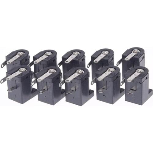 10 Pieces DC-005 Black DC Power Jack Socket Connector DC005 5.5*2.1mm Socket Round The Needle Wholesale