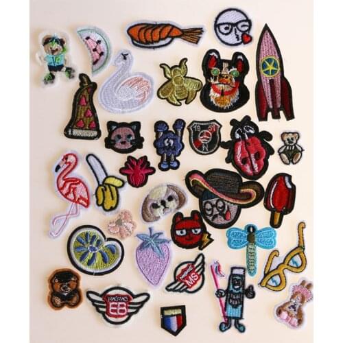 12 PCS Various cute little patterns icon lron on Patches for Clothing DIY Stripes Clothes Patchwork Stickers Custom Badges