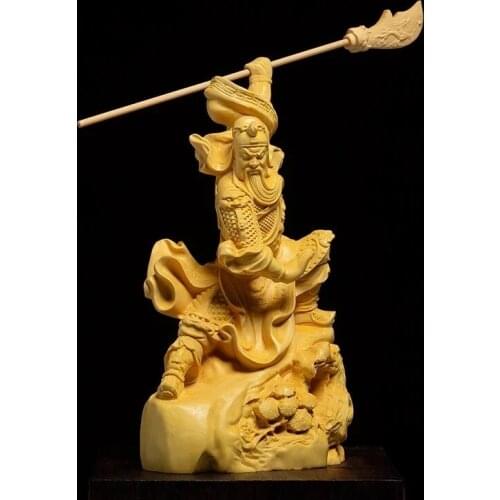 13 / 15CM Guan Gong home Buddha Statue, Guan Erye, Creative Office Wood Carving Decoration Big Guan Y Knife