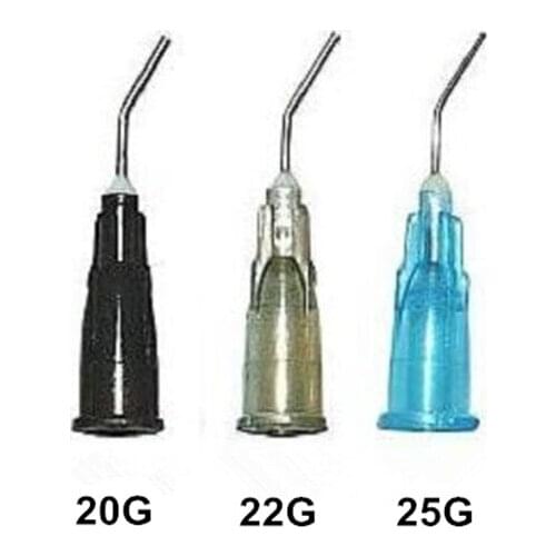 200Pcs / Set Dental Pre-Bent Applicator Tips 20 Ga Black Flow Composite Syringe Needle
