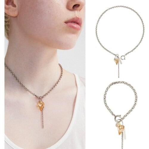 21 years of new jewelry heart-shaped crystal pendant quickse simple short necklace bracelet set girl