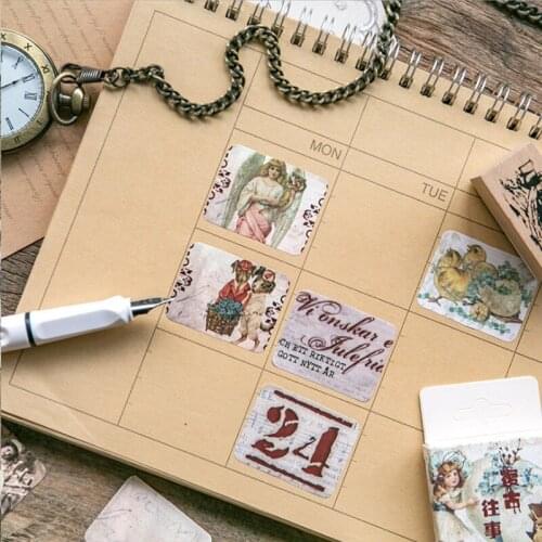 24box Bird Character Retro Sticker Cute Mini Past Letterhead Student Stationery Birthday Gift Handbook Decoration Wholesale