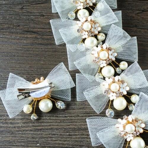 3pcs Cute Pearl Crystal Bead Flower Hair Clips Headwear Bows Girls Hair clip Barrettes Headband Princess Headdress Gift