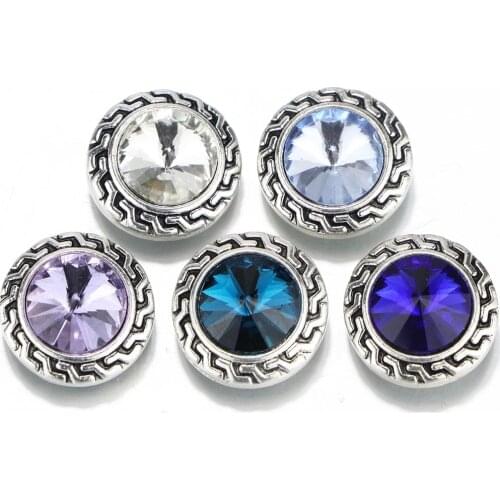 5pcs/lot DIY Snap Jewelry Crystal Metal Flower Snap Buttons Jewelry Fit 18mm Metal Snap Button Jewelry Bracelets Necklaces