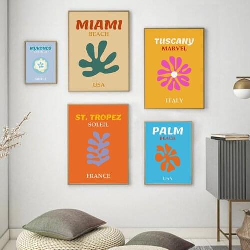 Athens Aspen Mykonos Miami St.Tropez Chic Wall Art Canvas Painting Nordic Posters And Prints Wall Pictures For Living Room Decor