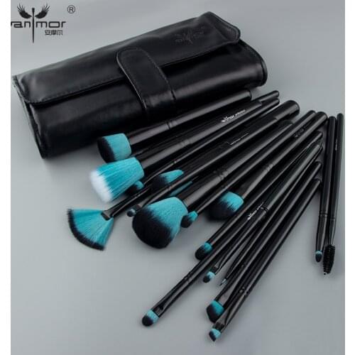 Anmor 18Pcs Professional Make up Brushes Set High Quality Wood Handle Makeup Brush Sets & Kits Foundation Powder Eyeshadow