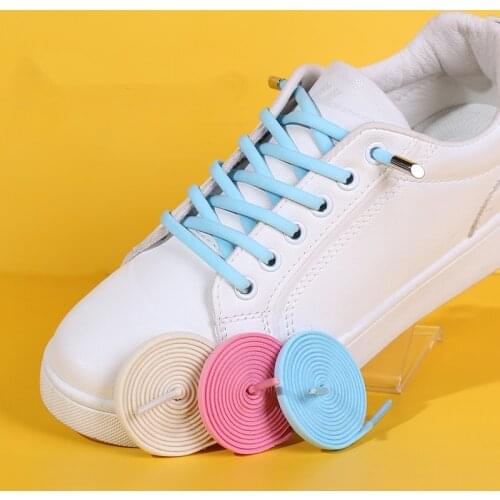 1 Pair Elastic Shoelaces Metal Locking No Tie Shoe Laces Round Leisure Sneakers Lazy Lace Kids Adult Quick Shoelace Unisex