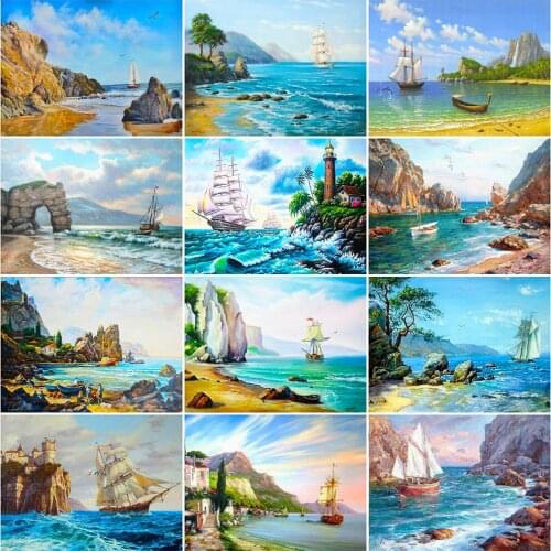 Evershine 5D Diamond Painting Ship Diamond Embroidery Full Display Scenery Cross Stitch Mosaic Picture Of Rhinestone Home Decor