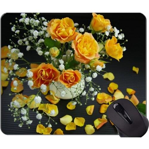 Gaming Mouse Pad Custom,Yellow Rose Rose Flower -Stitched Edges
