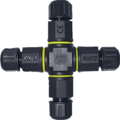 IP68 2 3 4 5 PIN led Industrial electrical waterproof connector 2Pin 3Pin 4Pin cable T Straight Shape Outdoor Lighting Connector