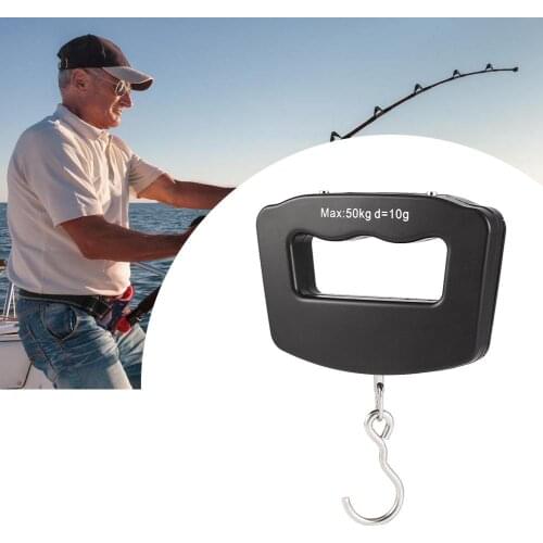 Black 50kg Pocket LCD Digital Fishing Hanging Electronic Scale Hook Weight Digital Scales Fishing Scale Portable fishing tool