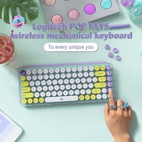 Logitech POP KEYS Wireless bluetooth mechanical keyboard TTC tea shaft For computer notebook ipad Portable office typewriter