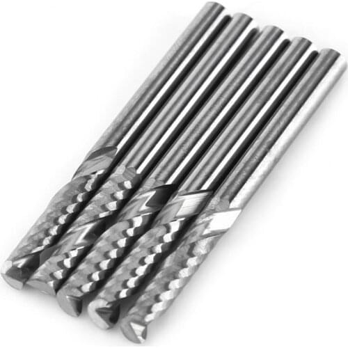5pcs/set End Mill 3.175mm(1/8") Shank Single Flute Milling Cutter Tungsten Carbide Tool CNC Bit For Woodworking High Quality