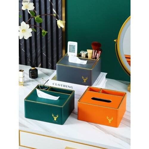 European Leather Tissue Box Luxury Home Living Room Dining Table Multi-function Pumping Box High-end Desktop Storage Home Decor