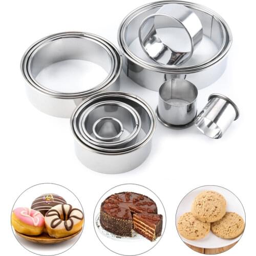 11pcs/Set Stainless Steel Round Cake Mold Baking Mousse Ring Kitchen Tools Pizza Cooking Cookie Cutter DIY Cake Ring Tools