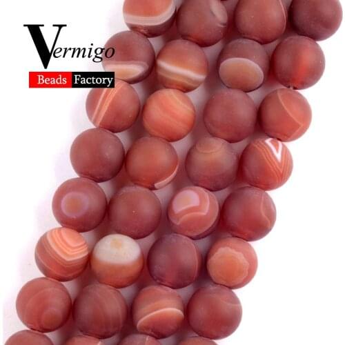 Natural Gem Dull Polished Red Stripe Agates Round Beads For Jewelry Making 4 6 8 10 12mm Spacer Beads Diy Bracelet Necklace 15