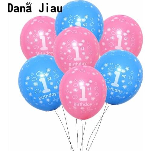 10pcs 12inch/2.8g Pink Blue 1st Birthday Latex Balloon Baby Shower Party Decoration Girl Boy One Year Old Colorful Balloons