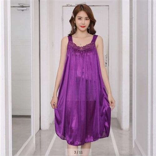 Summer Sexy Sleepwear Nightgowns Ice Silk Loose Large Size Silk Thin Sexy Home Clothes